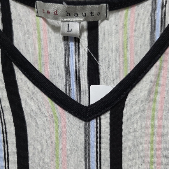 Red Haute Striped Dolman Sleeve Top Size Large - Picture 6 of 6